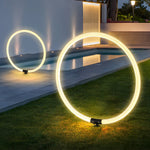 Sleek Ring LED Lawn Lamp Modern Waterproof Solar Landscape Lighting - Lamp Outdoor