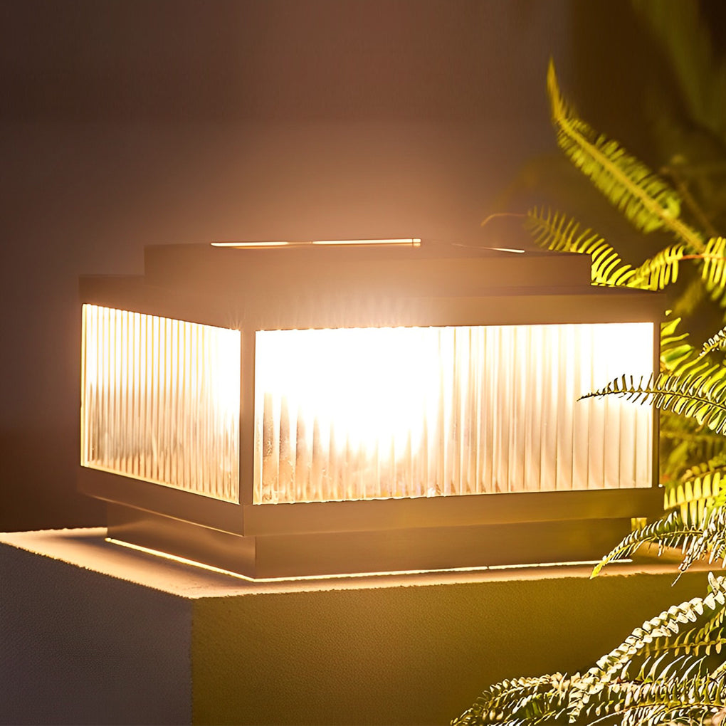 Square Waterproof Intelligent Timing modern Solar Fence Post Lights - Lamp Outdoor