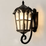 Waterproof Vintage Lantern Shaped Black Retro Outdoor Plug in Wall Lamp - Lamp Outdoor