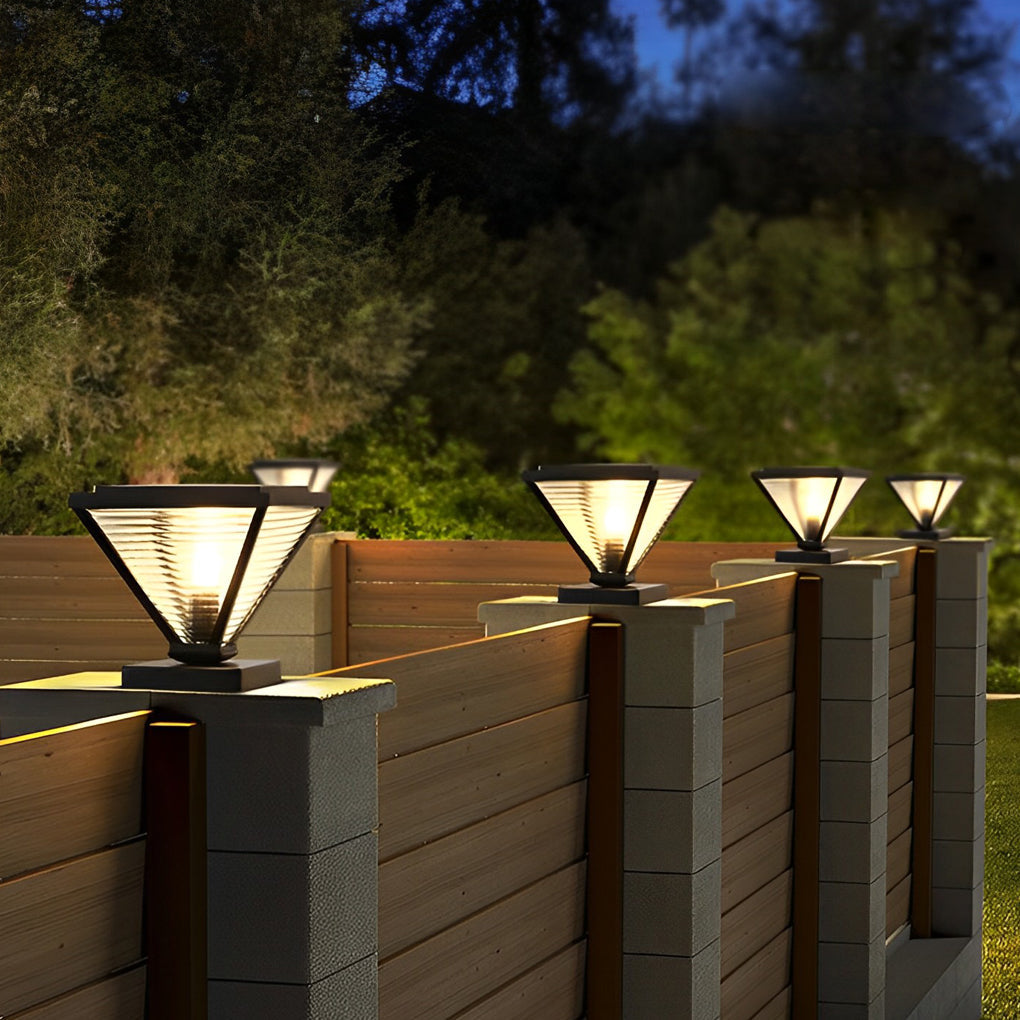 Simple Geometric Shape Waterproof Black Modern Solar Fence Post Lights - Lamp Outdoor