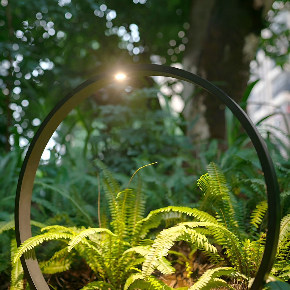Elegant Circular COB Pathway Light Modern Black Ring Design - Lamp Outdoor