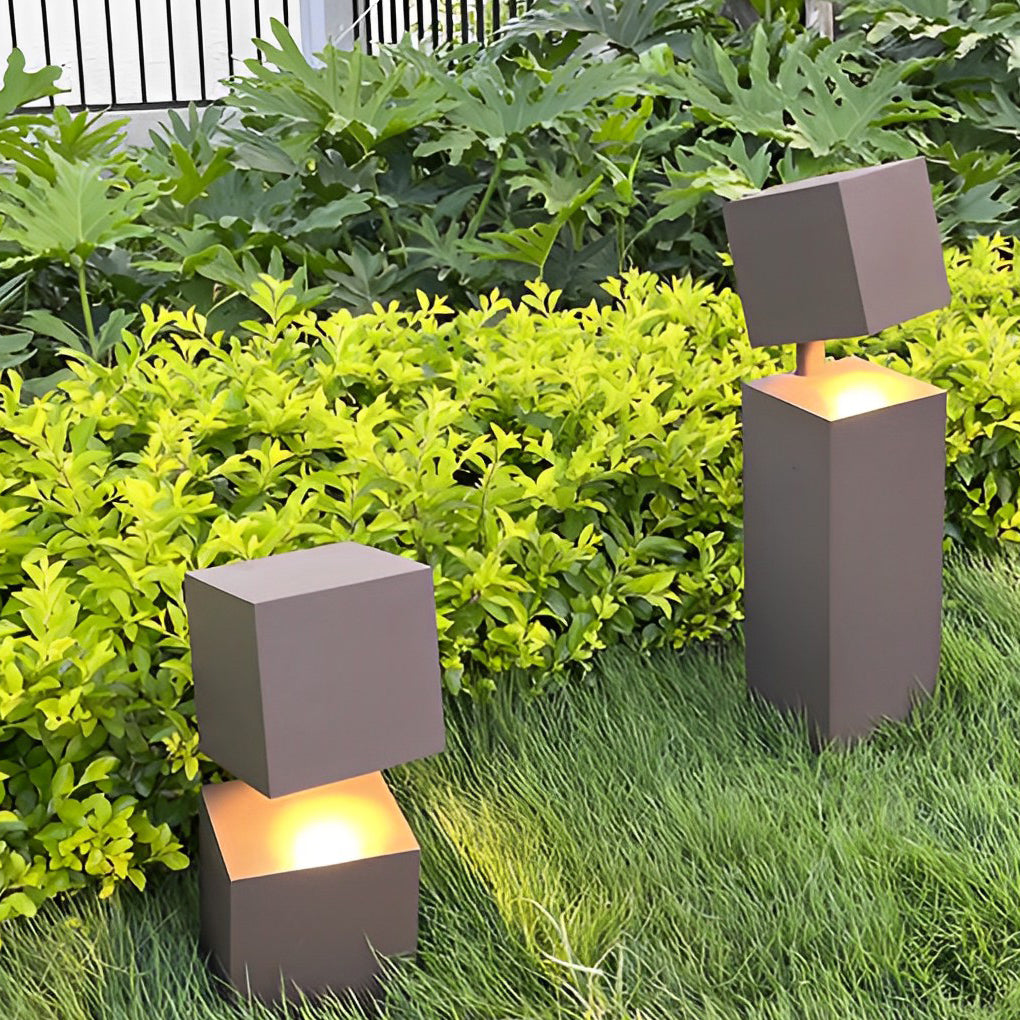 Modern Black Geometric Solar Lawn Light Waterproof & LED Illumination - Lamp Outdoor