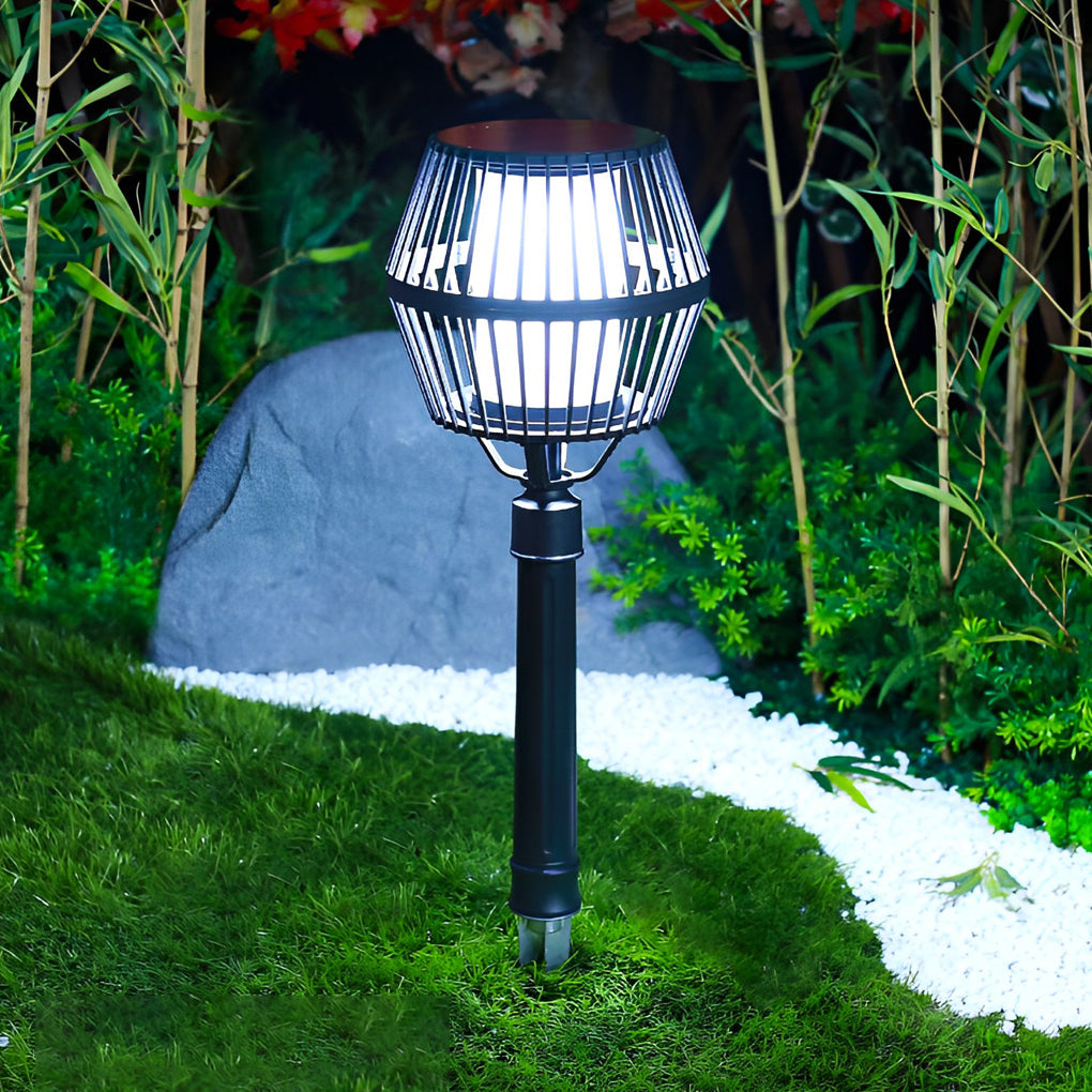 Modern Matte Black Solar Caged Lanterns - Lamp Outdoor