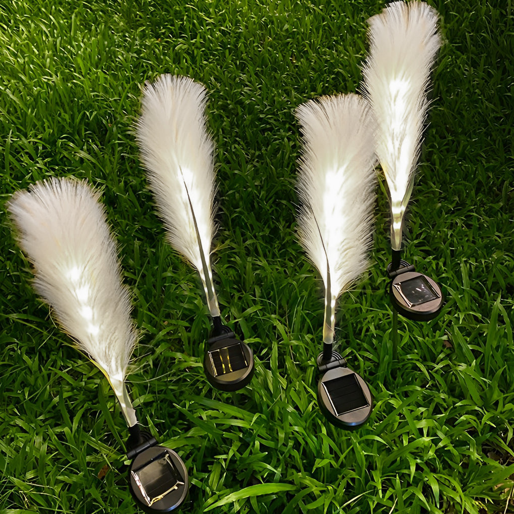 2PCS Hairy Reed LED Solar Lawn Lamps - Lamp Outdoor