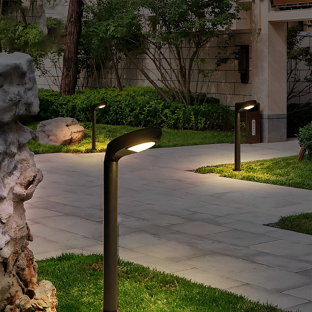 Minimalist Solar Powered Lawn Lights Sleek Aluminum Black Garden Lamp - Lamp Outdoor