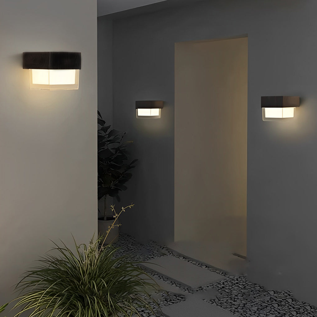Square Round Waterproof LED Black Minimalist Solar Outdoor Wall Lights - Lamp Outdoor