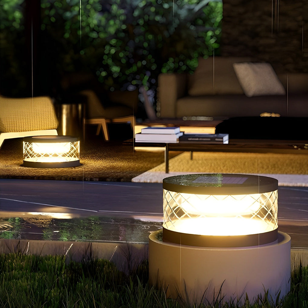 Round Creative Acrylic Waterproof Black Modern Solar Post Caps Lights - Lamp Outdoor