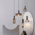 Xenith Industrial Cylindrical Pendant Light, Cement/Metal - Lamp Outdoor