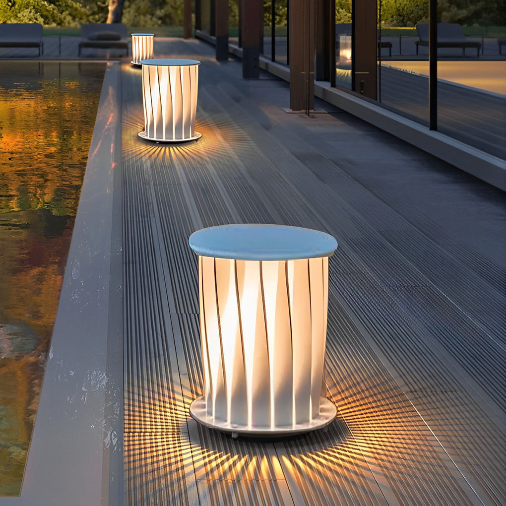 Twisted Metal Lantern LED Waterproof White Modern Solar Lawn Lights - Lamp Outdoor