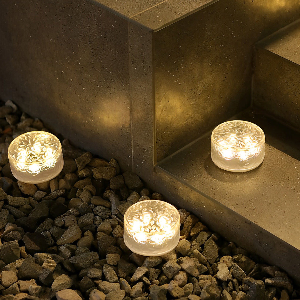 4 Pcs Integrated LED Round Ice Bricks Lights Steps Lighting for Christmas Ambience - Lamp Outdoor