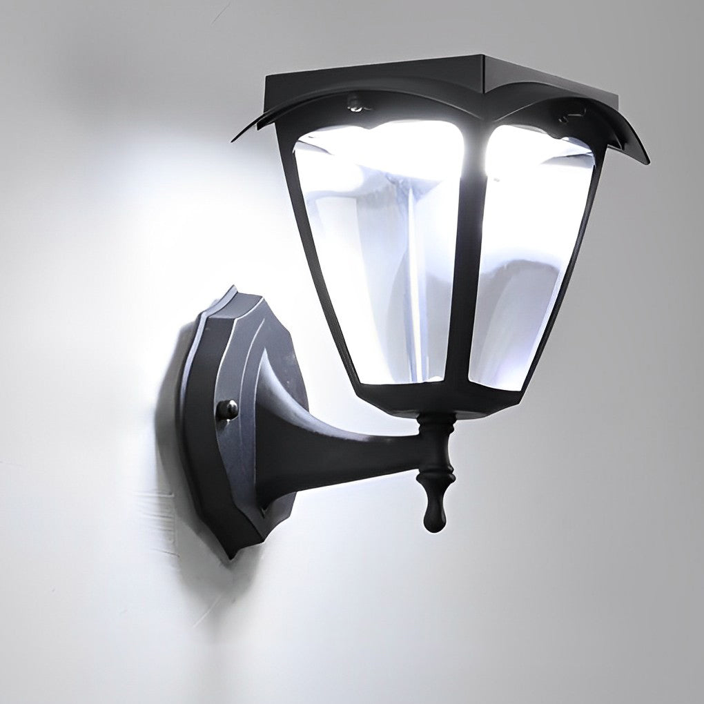 1-Light Black Solar Powered Porch Sconce LED Outdoor Wall Light - Lamp Outdoor