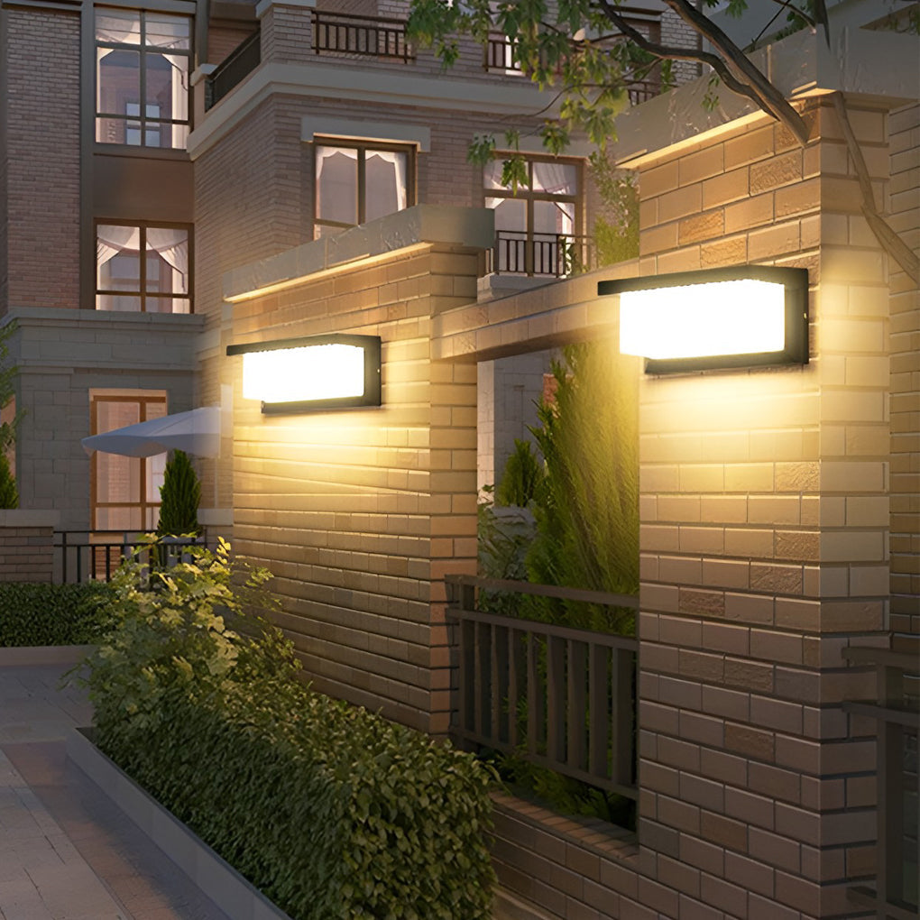 Rectangle Waterproof Light Control Induction Black Modern Solar Sconces - Lamp Outdoor