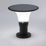 Round Dimmable LED Waterproof Black Modern Solar Fence Post Lights Pillar Lamp - Lamp Outdoor