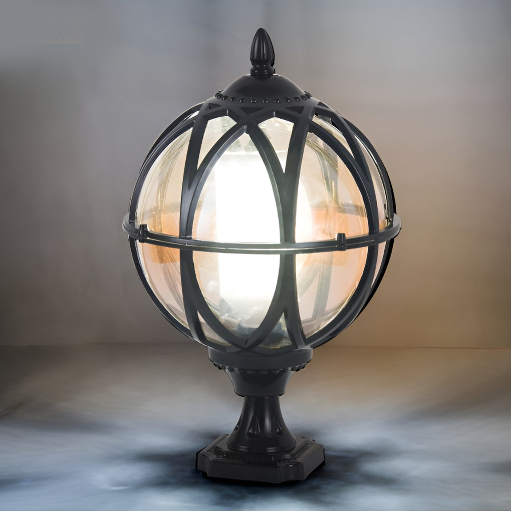 Round Glass E27 Waterproof European Style Outdoor Post Caps Lights - Lamp Outdoor