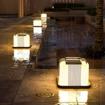 Square Creative LED Waterproof PE Shade Modern Solar Fence Post Lights - Lamp Outdoor