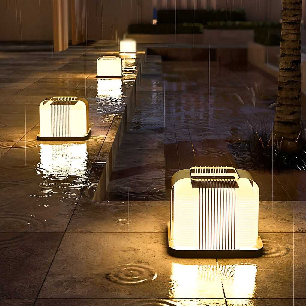 Square Creative LED Waterproof PE Shade Modern Solar Fence Post Lights - Lamp Outdoor
