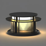 Round Waterproof Led Black Modern Solar Fence Post Lights Pillar Light - Lamp Outdoor