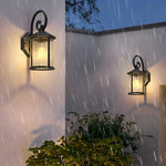 Waterproof Striped Glass Aluminum Black Retro Outdoor Wall Lights - Lamp Outdoor