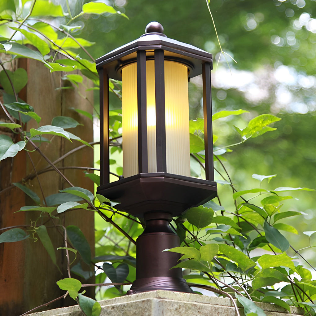 Retro Aluminum Waterproof Rose Gold American Style Outdoor Pillar Lamp - Lamp Outdoor