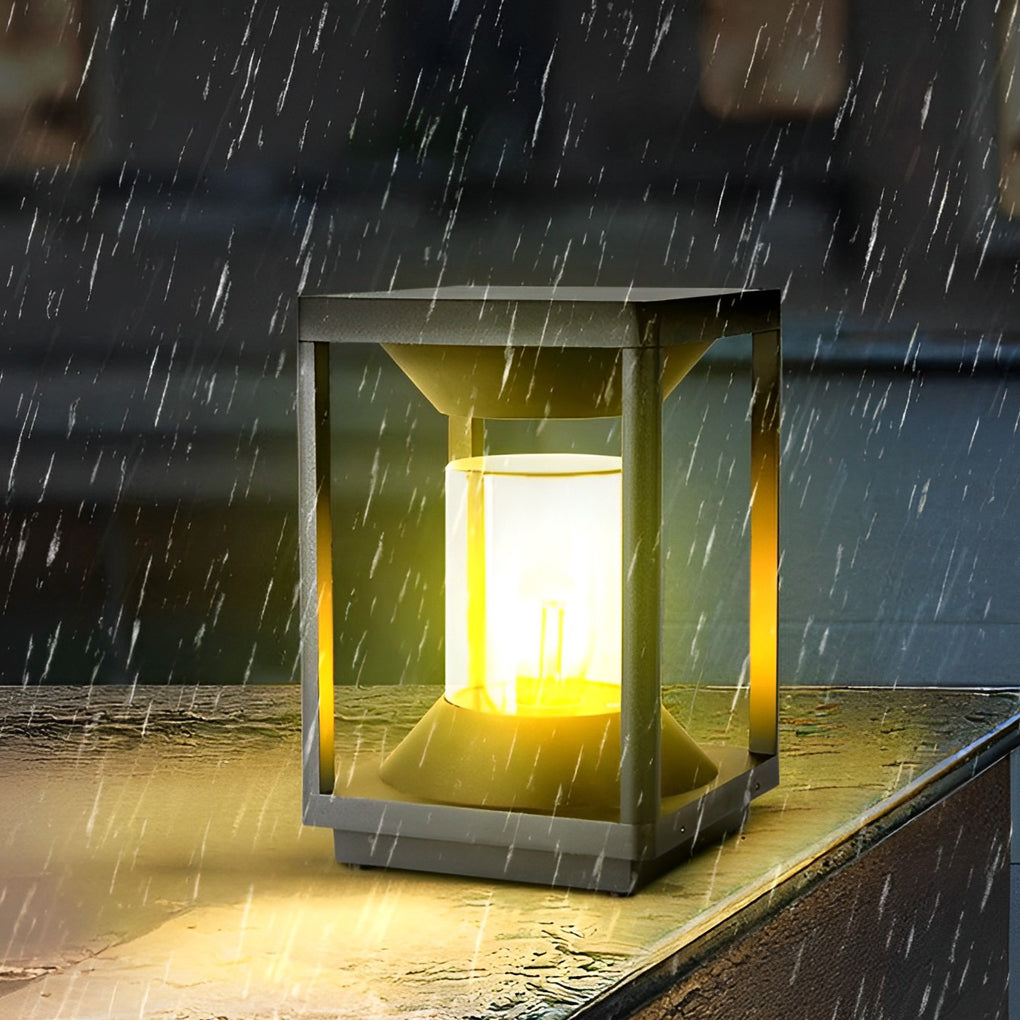 Square Minimalist Waterproof LED Black Modern Solar Fence Post Lights - Lamp Outdoor