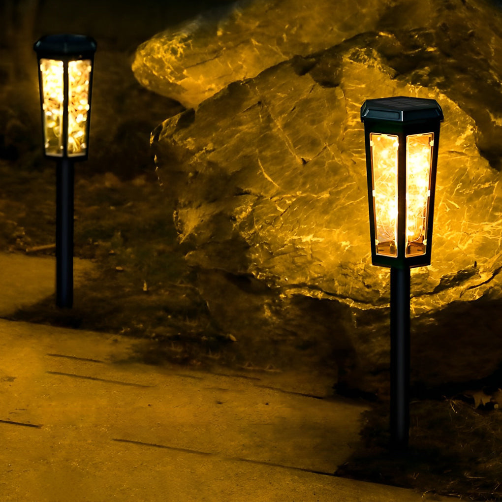 2Pcs Hexagonal LED String Lights Solar Lawn Lights With Motion Sensor - Lamp Outdoor