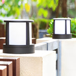 Cylindrical Aluminum LED Waterproof Black Outdoor Fence Post Lights - Lamp Outdoor