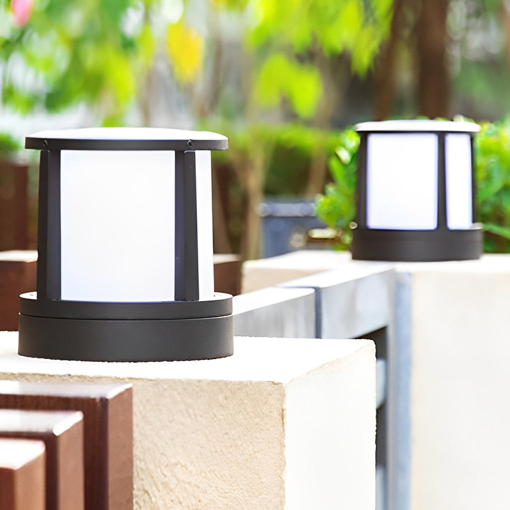 Cylindrical Aluminum LED Waterproof Black Outdoor Fence Post Lights - Lamp Outdoor