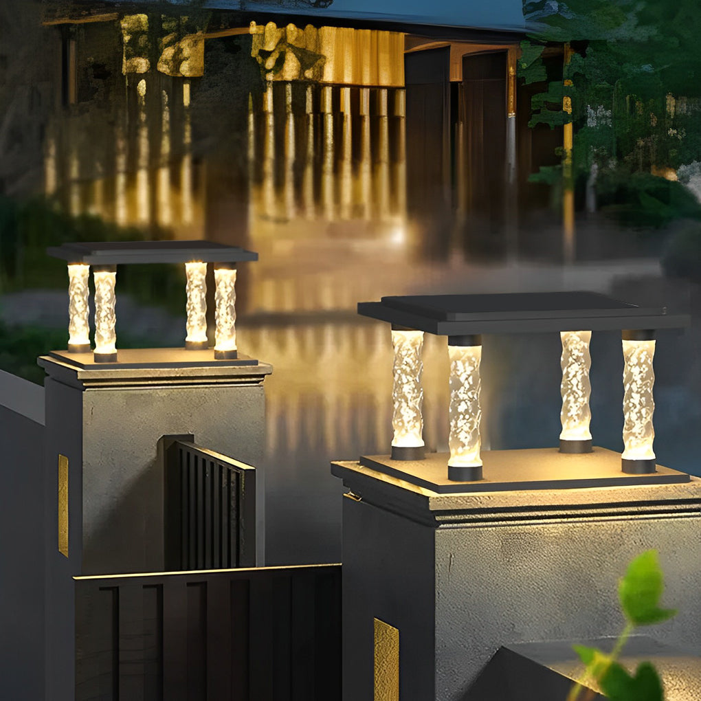 Bubbles Lamppost Square Waterproof LED Modern Solar Post Caps Lights - Lamp Outdoor