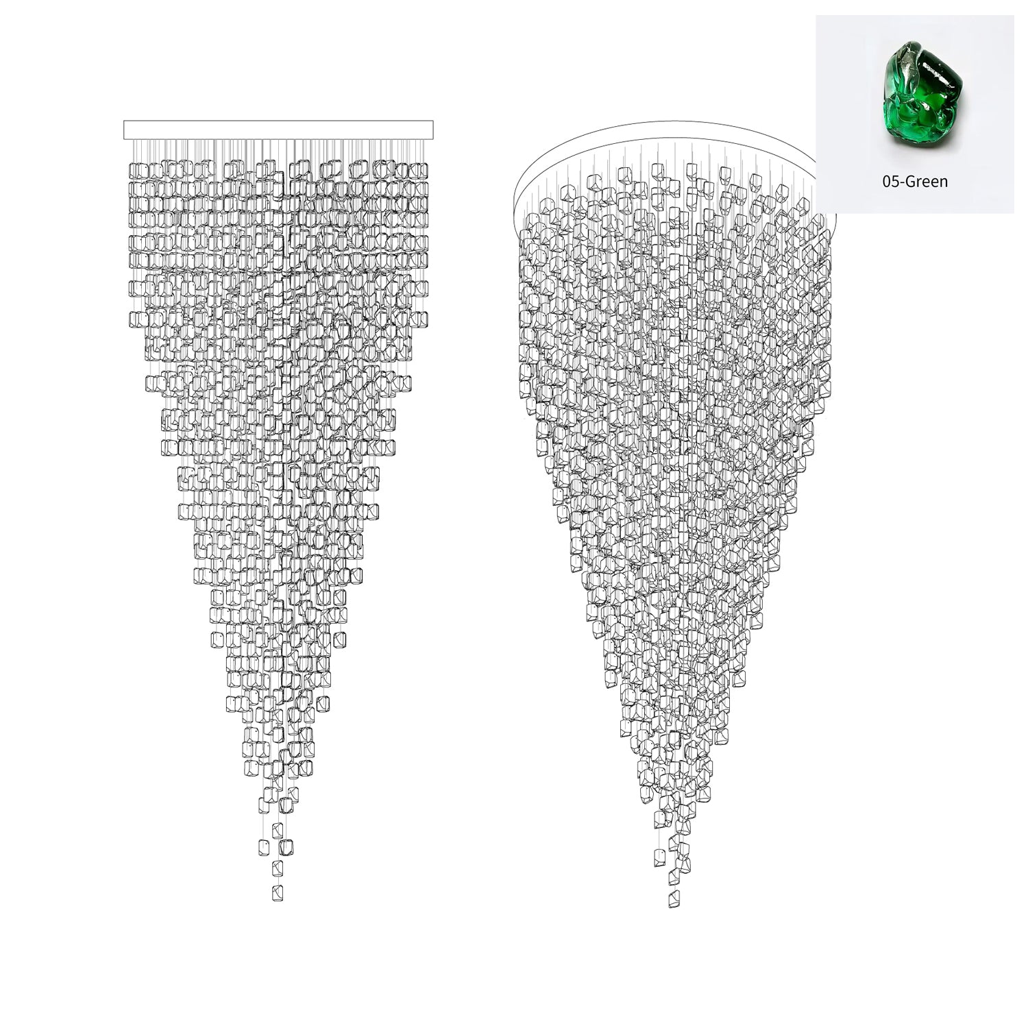 Veshaa Postmodern Luxury Stone Crystal Chandelier - Lamp Outdoor