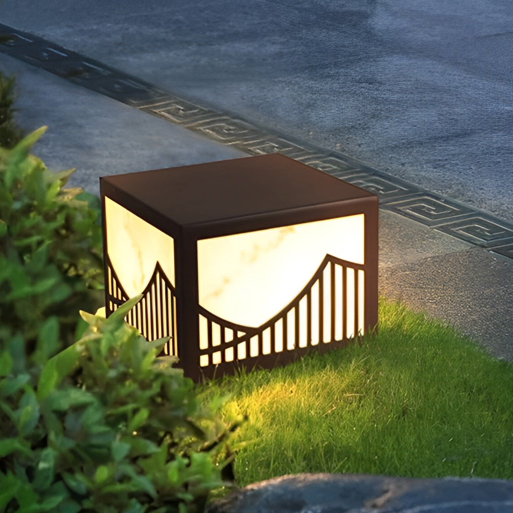 Waterproof LED Mountain Scenery Modern Solar Deck Post Lights Lawn Lights - Lamp Outdoor