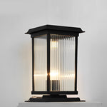 Retro Glass LED Waterproof Matte Black Modern Solar Fence Post Lights - Lamp Outdoor