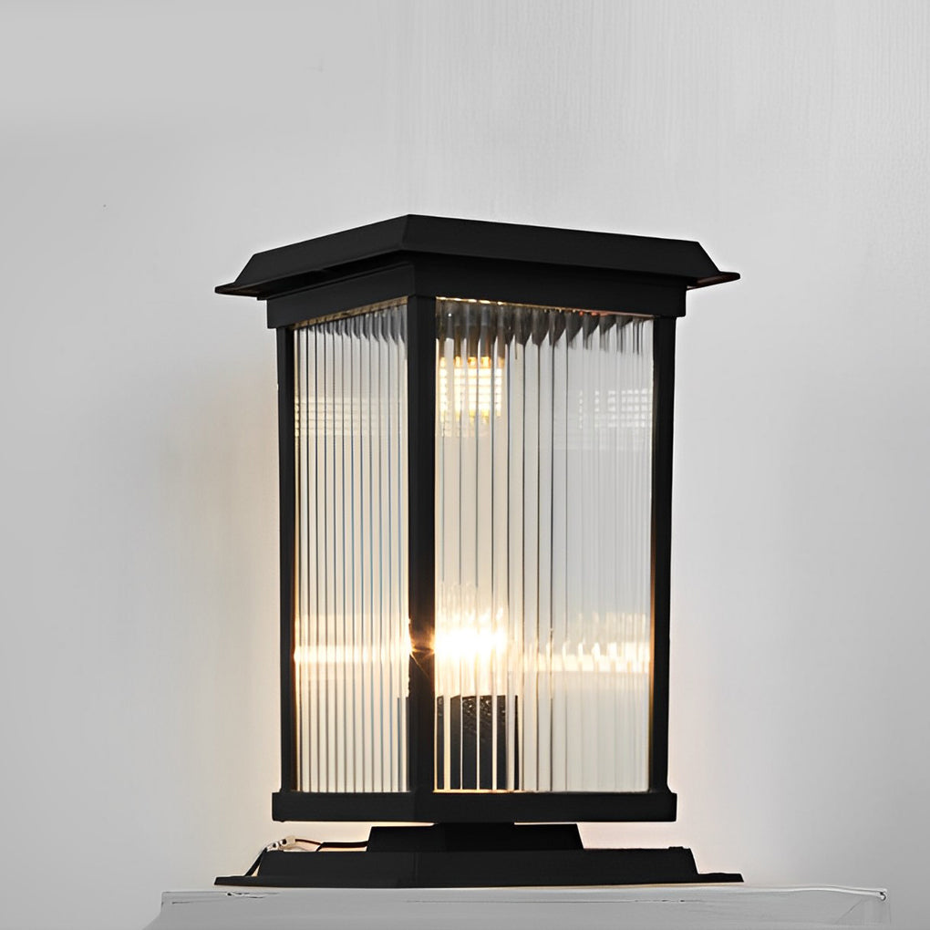 Retro Glass LED Waterproof Matte Black Modern Solar Fence Post Lights - Lamp Outdoor