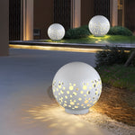 Waterproof Round Metal Hollow White Modern Outdoor Lanterns Lawn Lamp - Lamp Outdoor