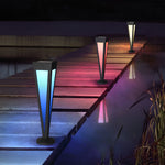 Adjustable RGB Solar LED Pathway Light Square Top & Conical Base Outdoor Lawn Lighting - Lamp Outdoor