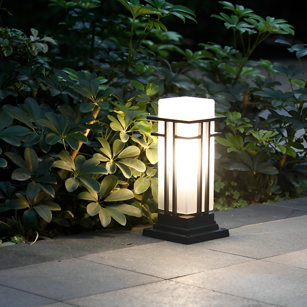 Black Retro Aluminum Path Lights with Frosted Glass Outdoor Waterproof Landscape Lighting - Lamp Outdoor