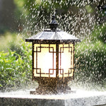 Retro Grilles Waterproof LED Intelligent Brown Solar Fence Post Lights - Lamp Outdoor
