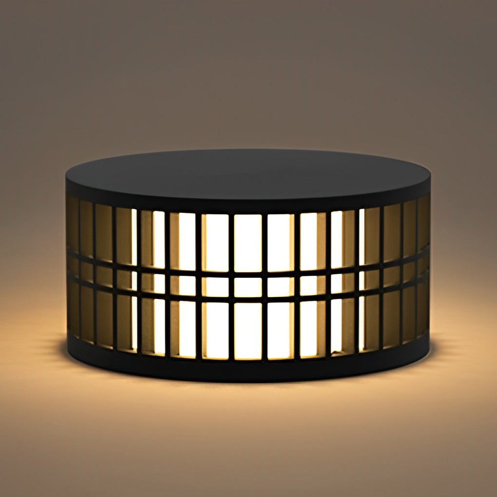 Round Creative Waterproof LED Black Modern Solar Fence Post Lights - Lamp Outdoor