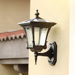 Vintage Striped Glass LED Waterproof Black Retro Solar Wall Lights - Lamp Outdoor