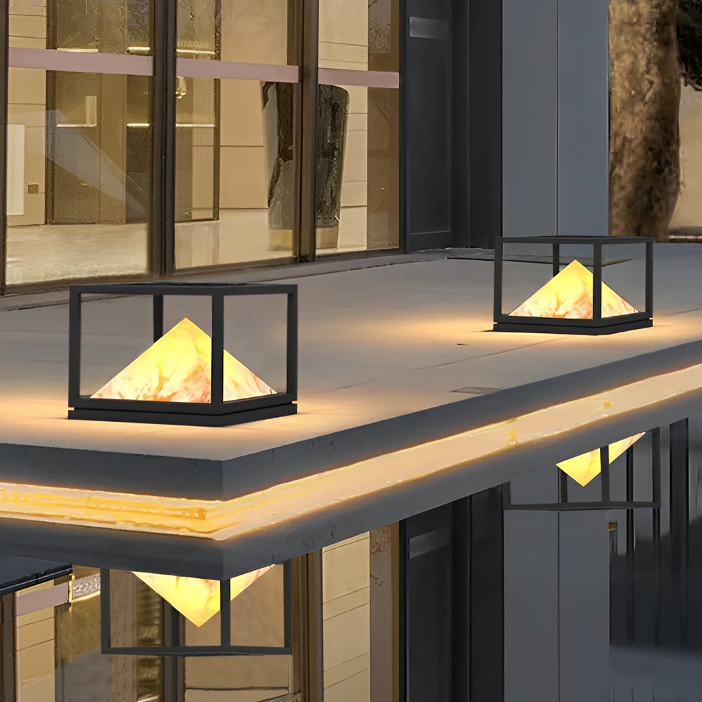 Square Mountain LED Waterproof IP65 Black Modern Solar Pillar Lights - Lamp Outdoor