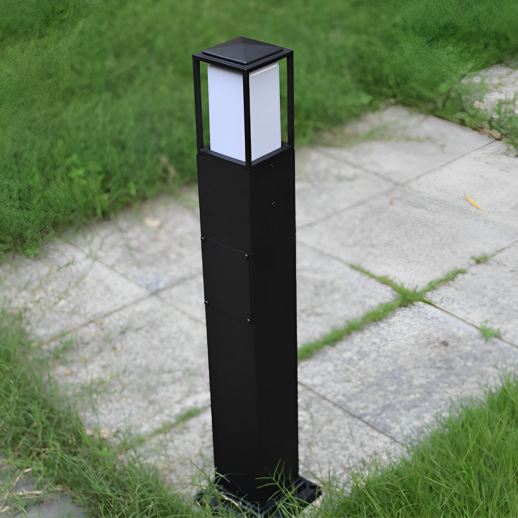 31.49 Inch High Black Aluminum Bollard Path Lights Elegant Square Outdoor Lighting - Lamp Outdoor