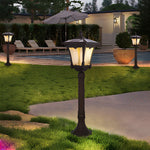 Ornate Top Vintage Solar LED Lawn Lamp in Elegant Coffee Gold Finish - Lamp Outdoor