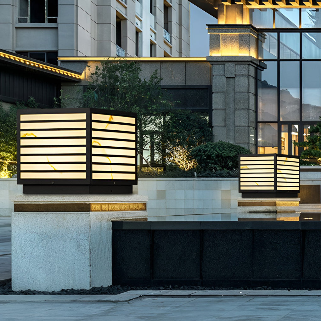 Square IP65 Waterproof LED Solar Modern Outdoor Deck Post Lights Pillar Light - Lamp Outdoor