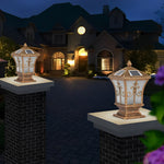 Vintage Pattern Waterproof Automatic Solar Powered Fence Post Lights - Lamp Outdoor