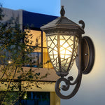 Retro Pattern Waterproof Black American Style Solar Powered Wall Lamp - Lamp Outdoor
