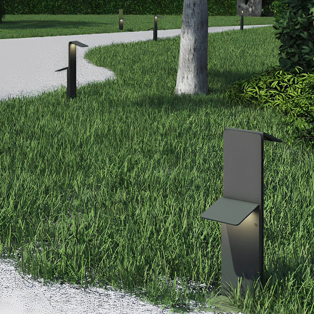 Modern Vertical LED Solar Pathway Lights Dual Panel Downlighting Design - Lamp Outdoor
