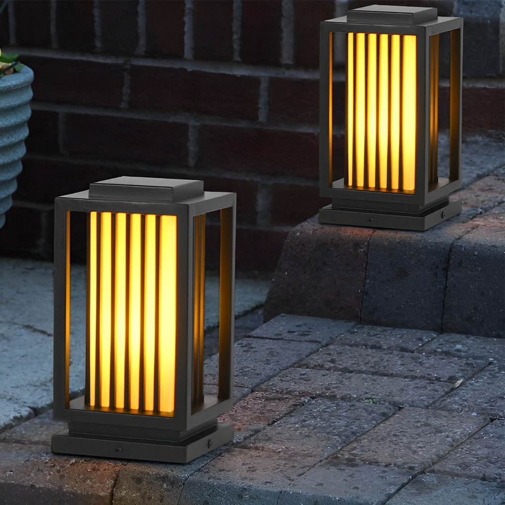 Modern Black LED Cage Pathway Lawn Lights - Lamp Outdoor