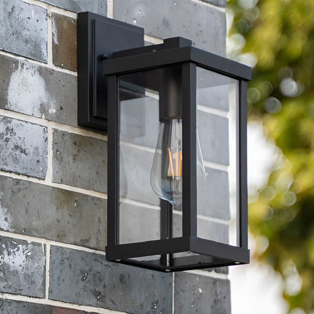Rectangular Glass Waterproof Black Modern Outdoor Wall Lamp Exterior Lights - Lamp Outdoor