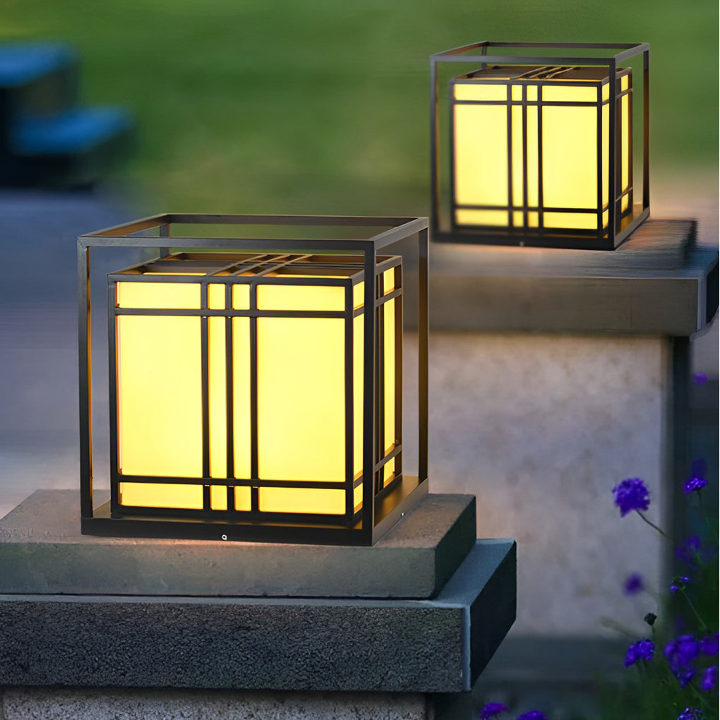 Retro Square Waterproof LED Black Modern Outdoor Post Caps Lights - Lamp Outdoor