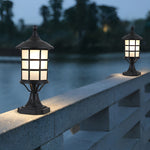 Round Cage Waterproof LED Black Modern Solar Fence Post Lights with Remote - Lamp Outdoor