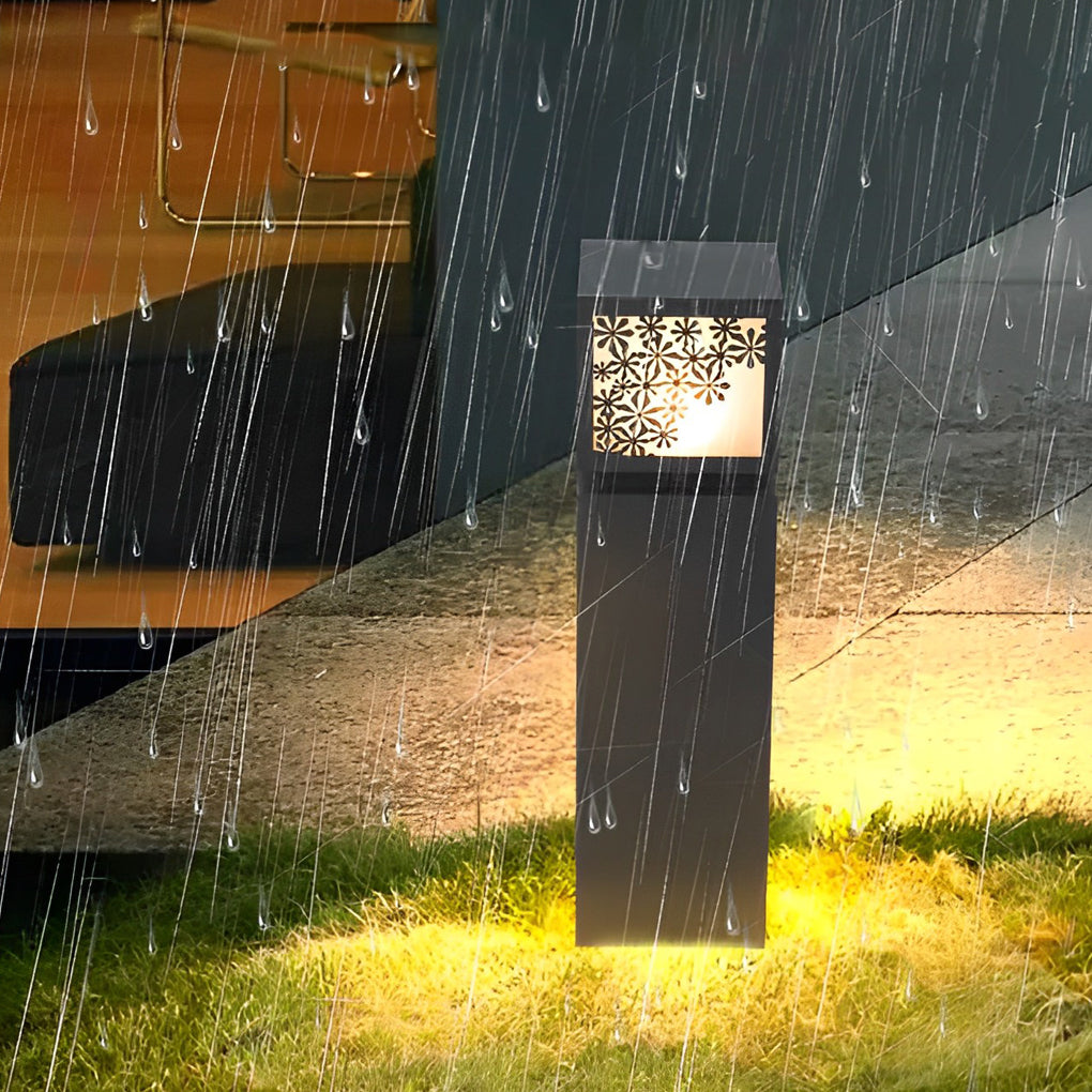 Elegant Snowflake Solar LED Bollard Light Modern Outdoor Waterproof Lawn Lamp - Lamp Outdoor